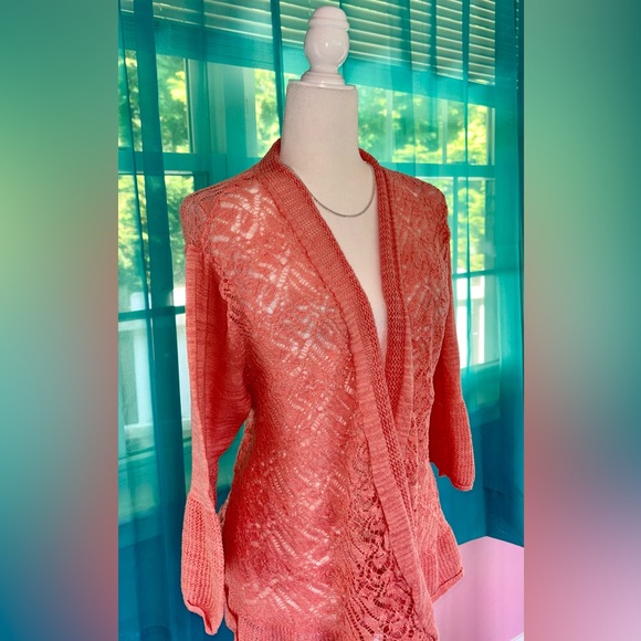 Cato C Est 1946 Open Front Knit Coral Cardigan Plus Size 22/24W - Picture 3 of 7